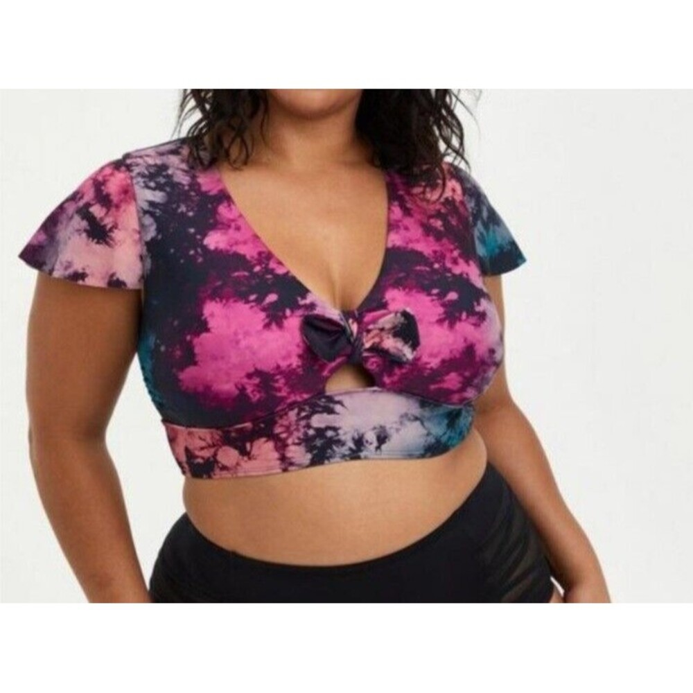 Torrid Tie Dye Wireless Flutter Sleeve Bikini Top Women's Plus Size 2X 18-20 NWT